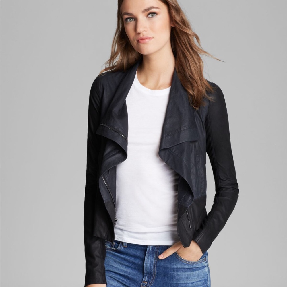Vince Colorblock Asymmetrical Leather Jacket